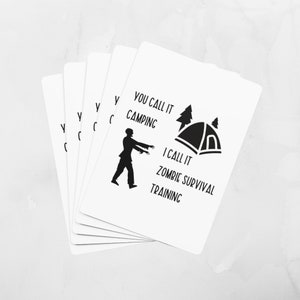 Lo llamas Camping Zombie Survival Training Custom Playing Cards, Funny Playing Cards, Humorous Poker Cards, Funny Nature Cards, Camp Games