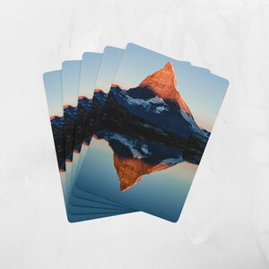 Carte da gioco personalizzate Orange Mountain, Scena di montagna e acqua, Carte da gioco ispirate alla natura, Carte da poker della natura, Notte di gioco in famiglia, Carte