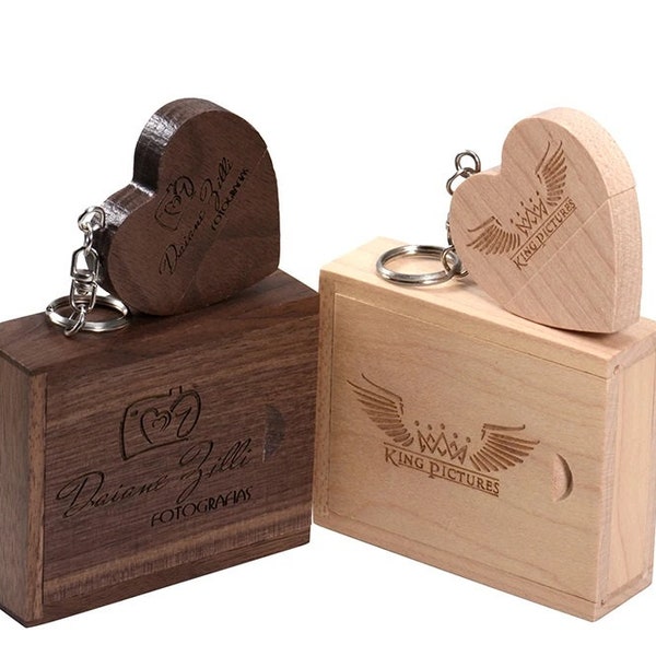 Personalized Pen drive Heart-shaped USB flash drive Wooden Box Memory Stick Music Pendrive Creative, Gift, Valentine, Birthday, Aniversary