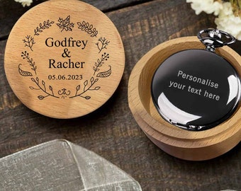 Personalised Engraved Pocket Watch Fathers day Gift Wedding Gift, Gift Best Man Groomsman School Leaving Thank You Teacher Gift,Valentine