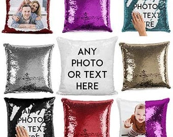 Roma London Personalised Sequin Cushion Cover Magic Reveal Photo Printed Gift Custom Pillow , Valentine, Gift, Xmas, Home Décor, Living Room