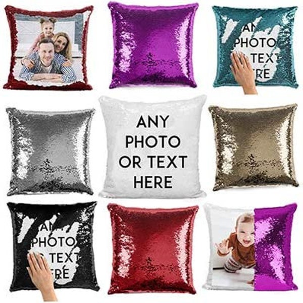 Housse de coussin personnalisée à sequins Roma London Magic Reveal cadeau imprimé photo Coussin personnalisé, Saint-Valentin, cadeau, Noël, décoration d'intérieur, salon