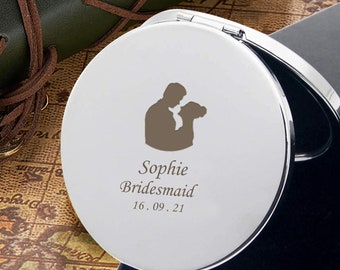 Personalised Compact Mirror for Girl Birthday Valentine's Day Wedding Anniversary Mother's Day Customized Gift for Her Mum Bridesmaid Friend