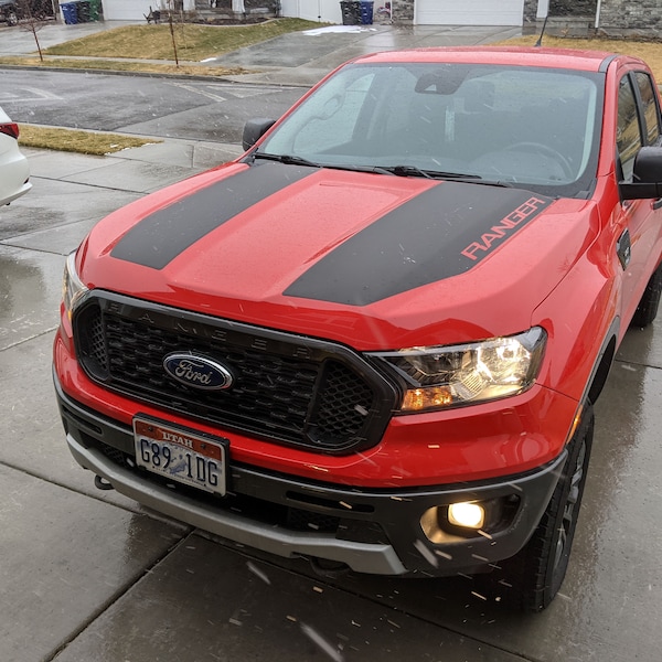 2019-2023 Ford Ranger Dual Hood With Ranger Graphics Vinyl Stripes