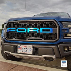 Decalques coloridos com letras da grade cromada Ford Raptor 2017-2020