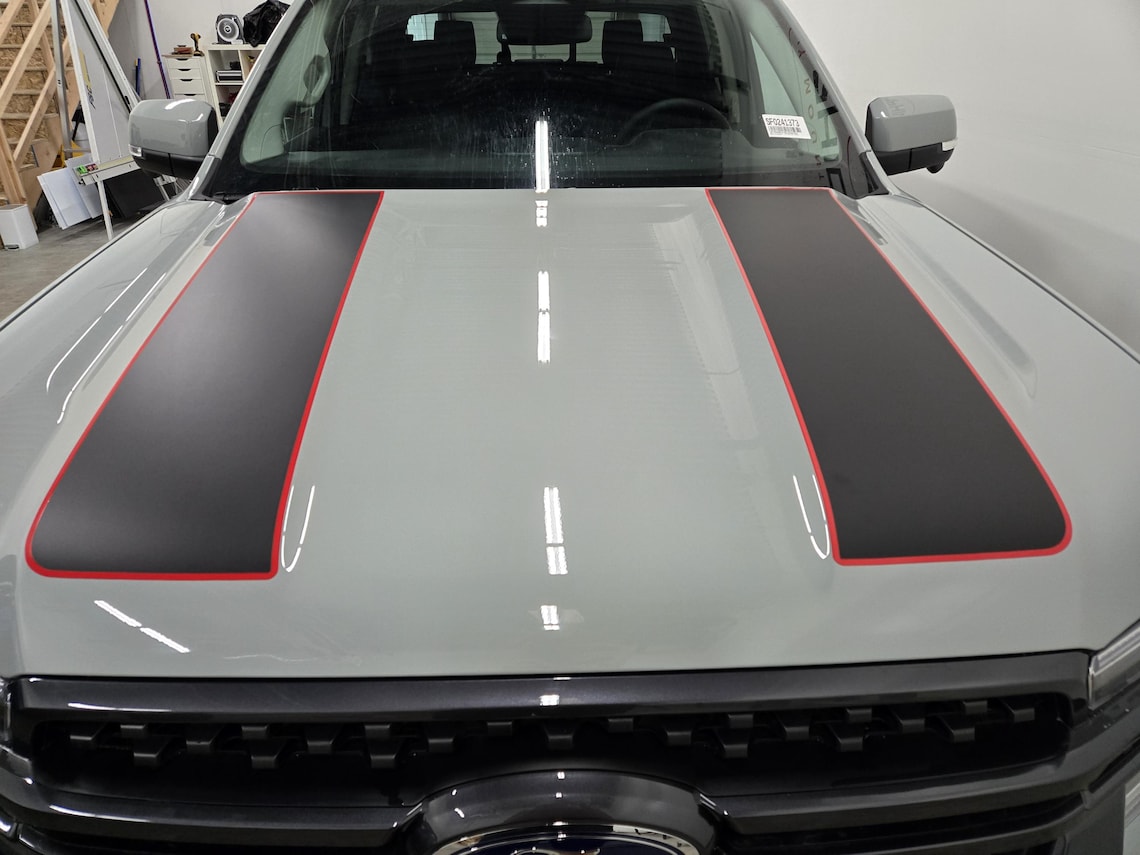 2024-2025 Ford Ranger Dual Hood Stripe With Outlines Sticker Graphic ...