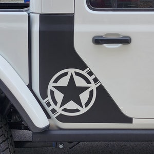 fits 2018-2025 Jeep Gladiator Rear panel Vinyl Decals Graphics Military Star