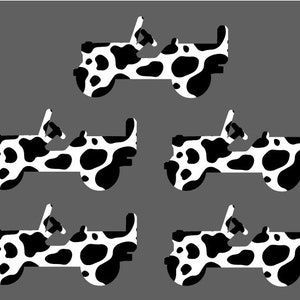 Past op JEEP Wrangler Rubicon-velg-/wielstickers 2018-2025 (set van 5) COW PRINT