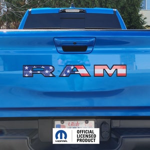 FITS 2025 Ram Rebel Tailgate American Flag Ram Emblem Overlay Decals Vinyl Stickers