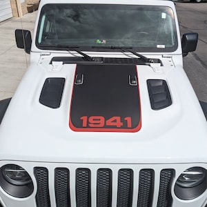 FITS 2024 Jeep Wrangler Rubicon X Hood Stripe Vinyl Decal 1941 V2