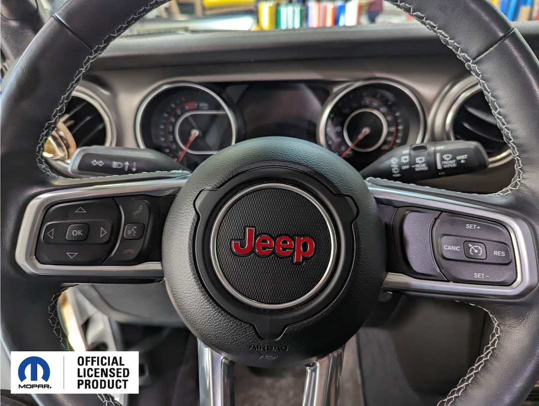 MEWANT - Funda de volante para Jeep Gladiator (JT) 2020-2024 / Wrangler (JL) 2019-2024 / Wrangler Unlimited 2018-2023 - Funda de piel para volante de coche con costuras a mano para Jeep