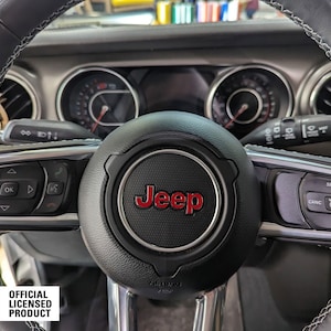 Fits 2018-2023 JEEP Wrangler steering wheel emblem vinyl sticker overlay (L)