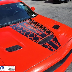Fits 2019-2024 Dodge Challenger Hood Stripe Vinyl Decal Graphics Honey Center Mopar
