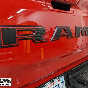 2021-2024 Ram TRX Ram achterklepembleem Overlay-stickers met contouren