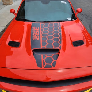 Fits 2019-2024 Dodge Challenger Hood Stripe Vinyl Decal Graphics Honey Side 392 Scat Pack