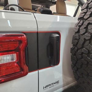 fits 2018-2026 Jeep Wrangler JL rear door handle insert decal blackout with outlines