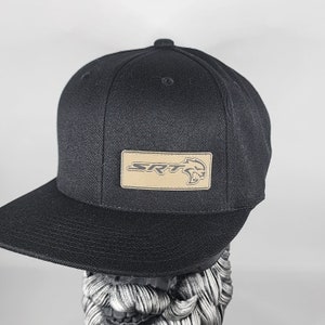 New Side SRT Hellcat Hat V1 Flexfit 110 Snapback Leatherette Hat Patch