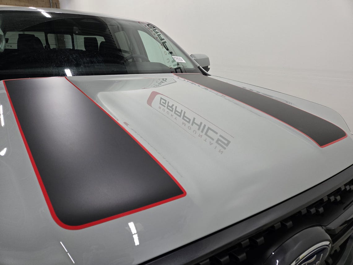 2024-2025 Ford Ranger Dual Hood Stripe With Outlines Sticker Graphic ...