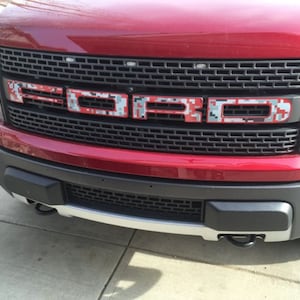 2010-2014 Ford Raptor Grill Letters - Red Digital Camo