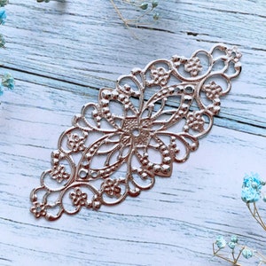 2 pezzi di filigrana d'argento anticata per scrapbooking, accessori per la creazione di gioielli, abbellimenti in metallo per biglietti, journaling, timbri, 35 x 80 mm