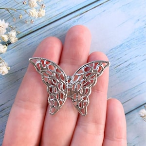 5pcs Filigree Butterfly Embellishments Connectors for DIY Jewelry Making Charm Pendants Stamping Links Metal Scrapbooking Findings 41x29mm