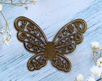 3pcs Filigree Butterfly Findings Vintage Stamping Links Metal Pendants Scrapbooking Embellishments Carved Connectors for DIY Crafts 43x33mm