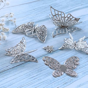 6stk Set Schmetterling Charm Anhänger Vintage filigrane Metall Scrapbooking Verzierungen für Junk Journal Herstellung Retro Planner Zubehör