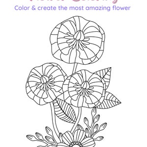 Instant Download Digital Kids Coloring Page| Coloring Page For Kids |Kids Flower Coloring Page Worksheet| Printable PDF Kids Coloring Pages