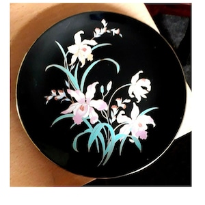 Fine Porcelain Black Collector Plate Gilded Iris Black Mist 6.5&quot;  VGC