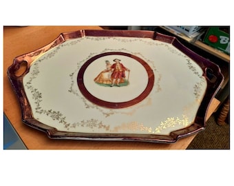 Vintage Porcelain Serving Platter with handles 33x23cms VGC