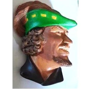 Bossons 1971 Chalkware Head &quot;Robin Hood&quot; Version 1 Congleton England Hand Painted VGC