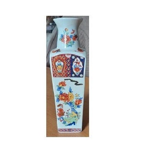 Japanese Transferware Porcelain Vase Famille Rose With Birds 20cm VGC