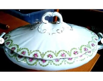 Art Nouveau Staffordshire Lidded Soup Tureen Casserole Dish 30 cm With RARE Backstamp VGC