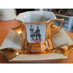 Porcelain Espresso Cup & Saucer White VGC