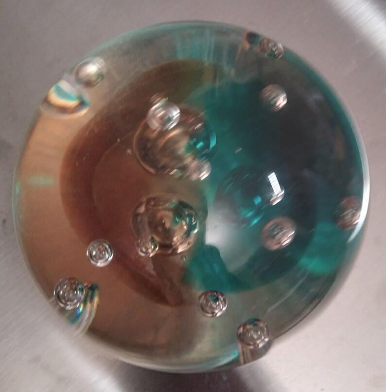 Caithness Gulf Stream Art Glass Paperweight Green & Yellow With ...