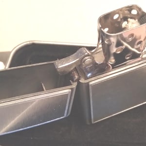 Brushed Stainless Steel Petrol Lighter in Metal Tin Unbranded NEW VGC