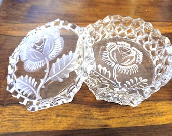 Octagonal Crystal Trinket Dish with Rose Lid