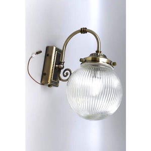 Lampada da parete a collo di cigno stile vintage, applique industriale, paralume in vetro a coste Nuovo di zecca!