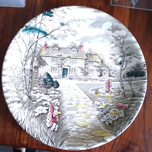 Vintage British Anchor Cottage-themed Display Plate 30cm VGC