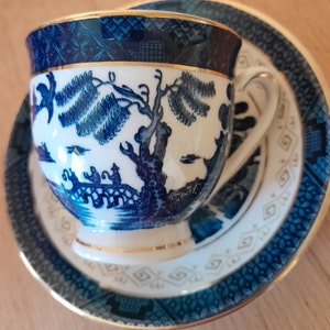 Footed Espresso Cup & Saucer Blue Willow