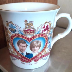 Prince Charles & Lady Diana Marriage 1981 bone china commemorative mug   VGC