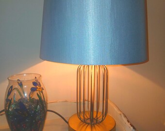 Retro Open cage stainless steel metal table lamp with Silver Grey shade