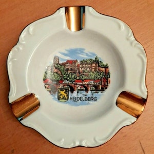 Ashtray Kleiber Bavaria Gilded Ceramic 8cms Heidelberg
