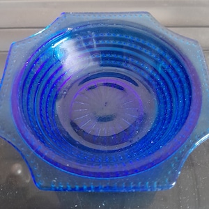 Pressed Glass Salt Cobalt Blue Vintage 8 sq cm VGC