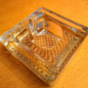 Stylish Art Deco Glass Ink Well Desk Ornament Heavy 3&quot;  VGC