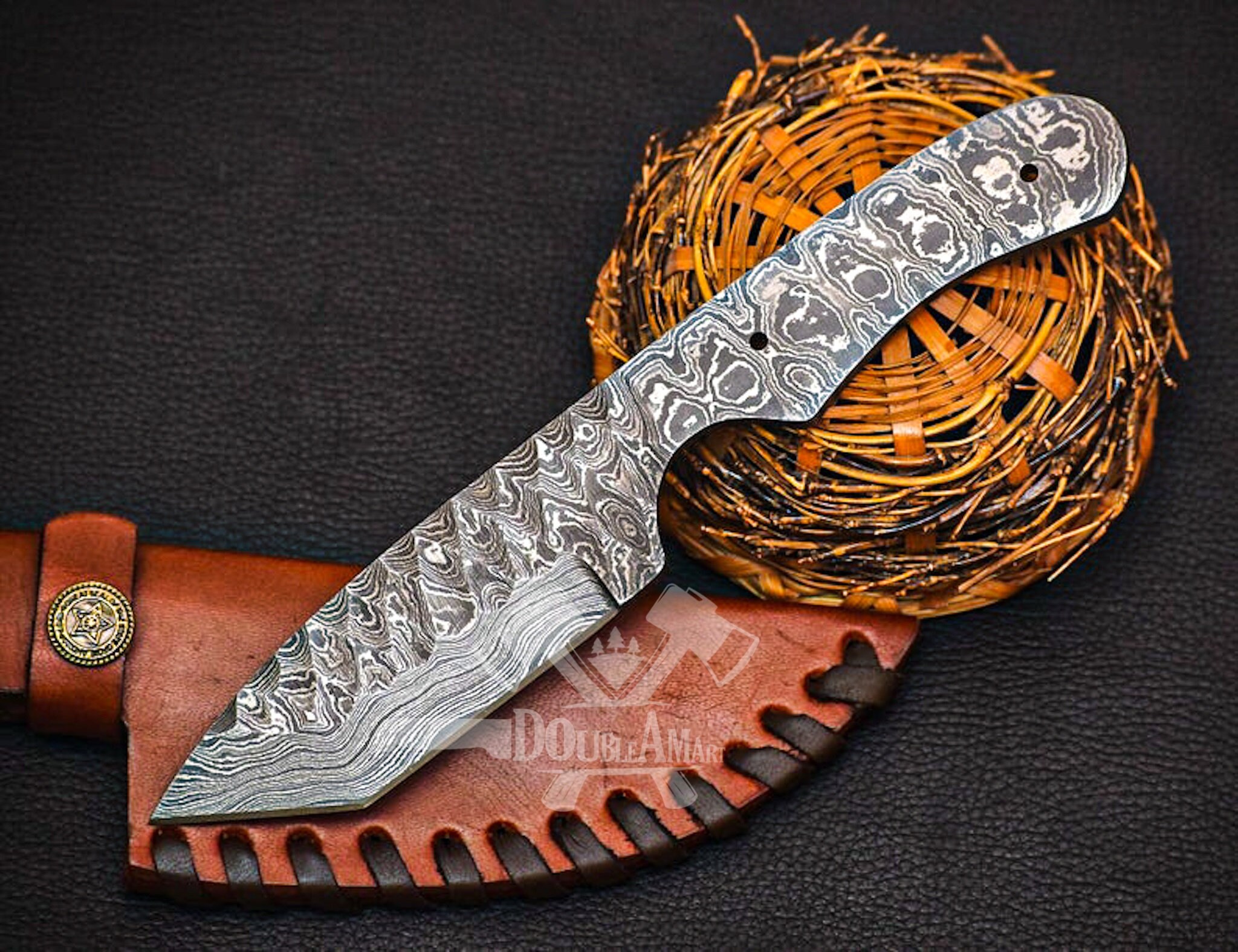 Handmade Damascus Steel 10 Inches Blank Blade Skinner Knife BB005