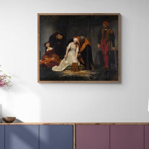 The Execution of Lady Jane Grey by Paul Delaroche, Historical Archival Art Print, English Romanticism Canvasl Wall Art