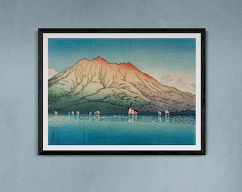 Kawase Hasui Sakurajima Print -Japanese Ukiyo-e Canvas Wall Art | Kawase Hasui Japanese Art | Ukiyo-e Woodblock Print | Japandi Wall Decor
