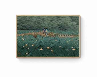 Kawase Hasui Pond Canvas Print – Japanese Landscape Ukiyo e Wall Art