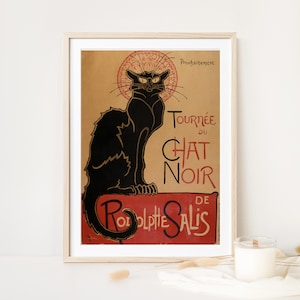 Le Chat Noir - El cartel publicitario vintage francés del gato negro, impresiones de gatos Art Nouveau, decoración del hogar del arte de la pared del lienzo del gato negro